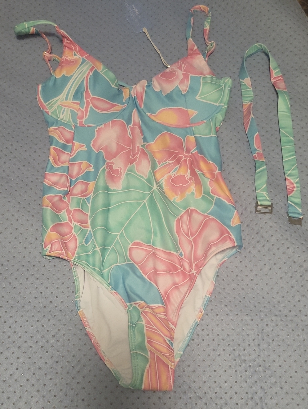 Kenny Flowers Floral One-Piece Swimsuit in Mint, Pink & Yellow